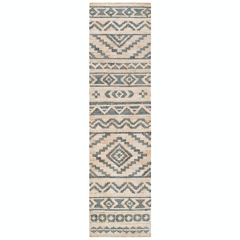 Kilim KLM751 Hand Loomed Runner Rug - Natural/Charcoal - 2'3"x9' - Safavieh