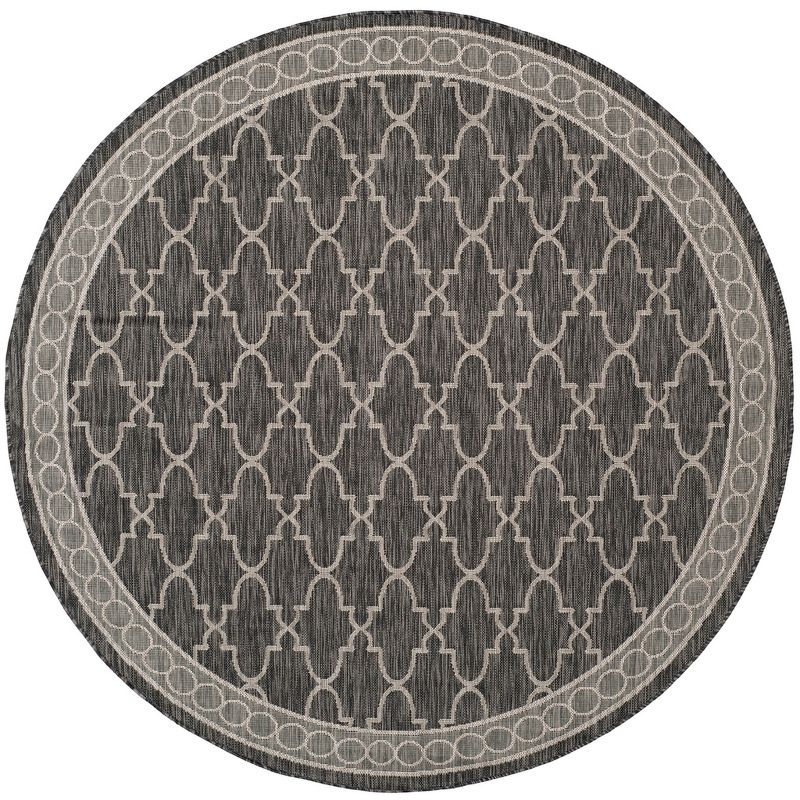 Courtyard CY8871 Power Loomed Indoor/Outdoor Area Rug - Black/Beige - 6'7" Round - Safavieh.