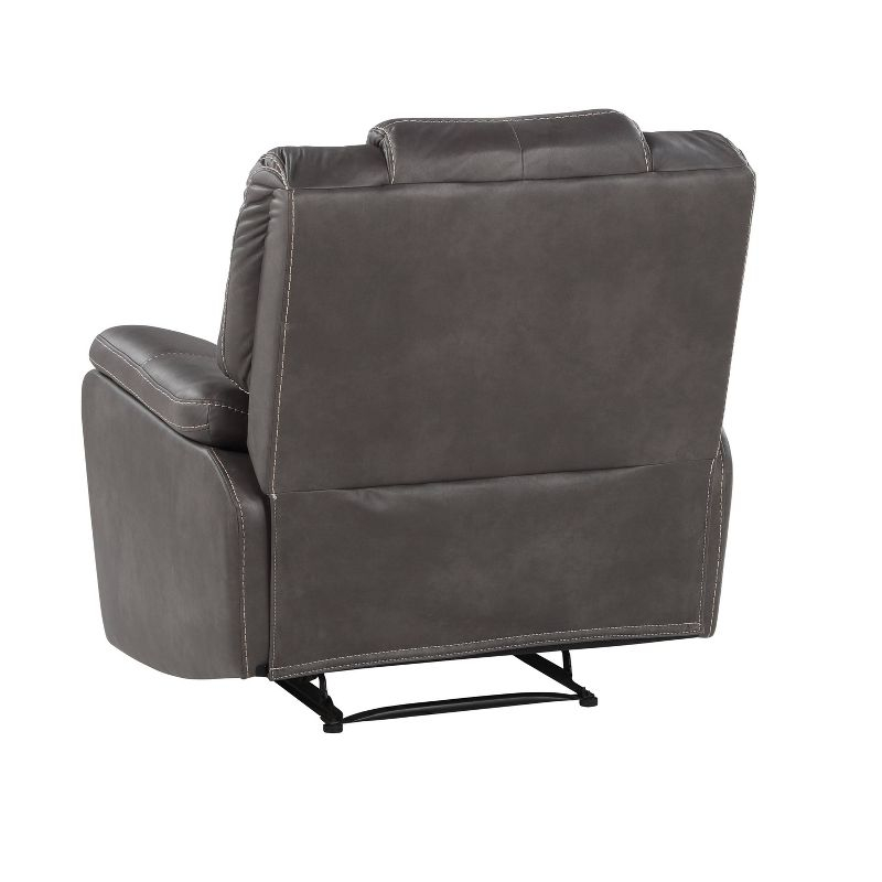 Katrine Manual Recliner Charcoal - Steve Silver Co.: Faux Leather Upholstery, Plywood Frame, No Tools Assembly