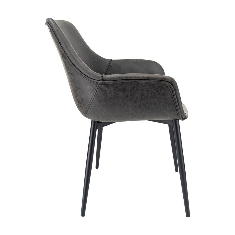LeisureMod Markley Leather Dining Chair with Black Metal Legs Upholstered Seat Modern Design Perfect for Kitchen Dining Room Office or Lounge Seating