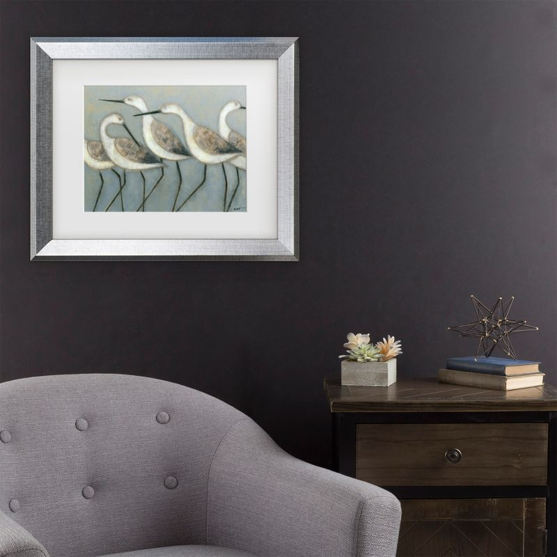 Trademark Fine Art - Norman Wyatt 'Shore Birds I' Matted Framed Art - 16x20