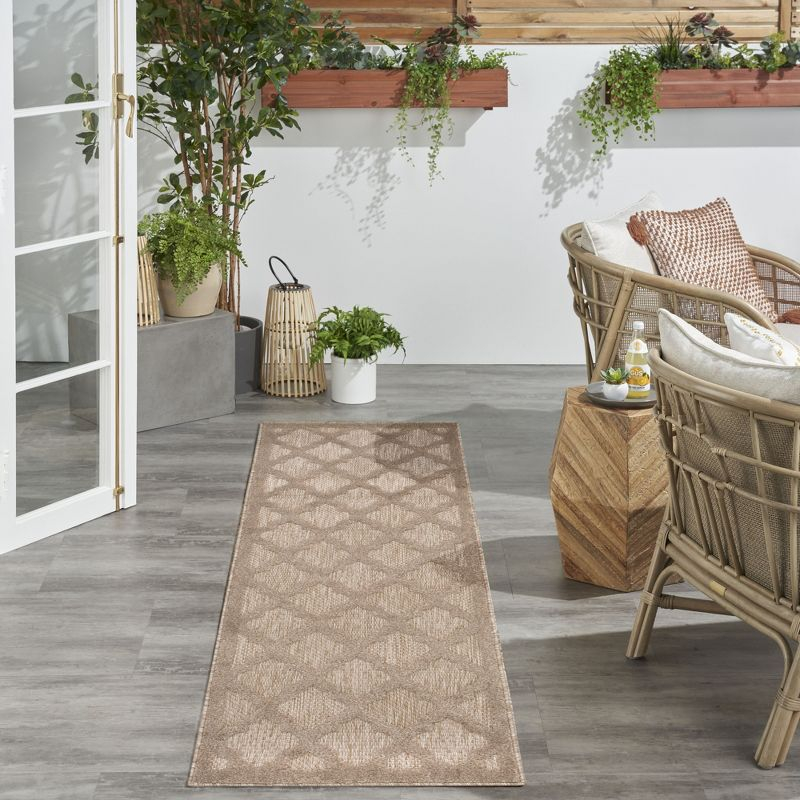 Nourison Trellis Outdoor Runner Rug Natural Beige 2' x 6'