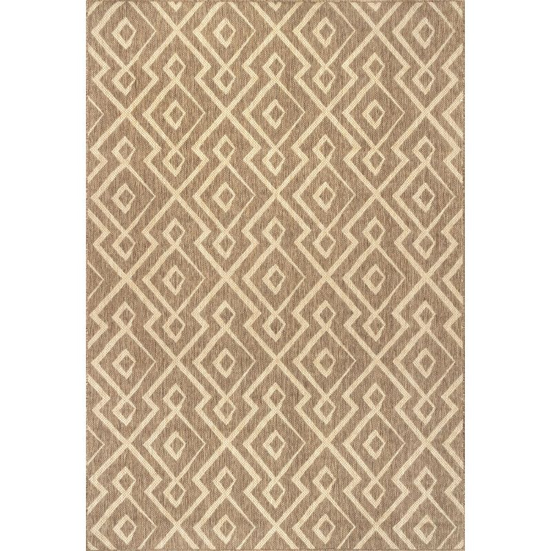 Nuloom Sammi Trellis 5x8 Indoor/Outdoor Area Rug for Living Room Patio Deck Front Porch Kitchen, Brown/Ivory