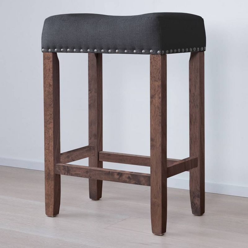 24" Wood Upholstered Saddle Seat Barstool - Nathan James