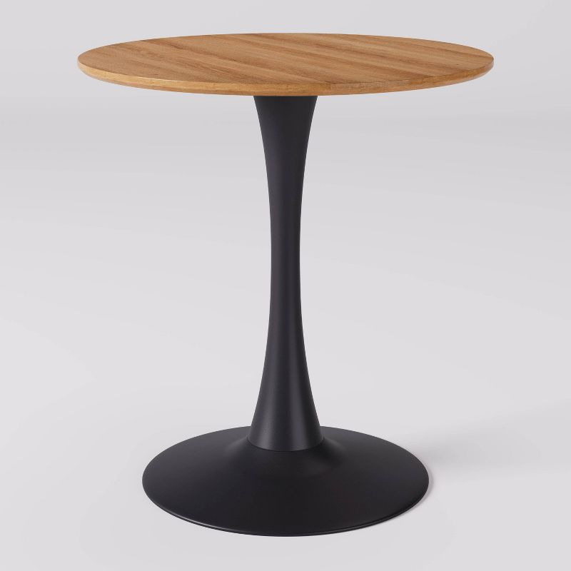 Modern Ivo Round Bistro Table Wood Top Finish/Gold - CorLiving: Sturdy Metal Base, Seats 4