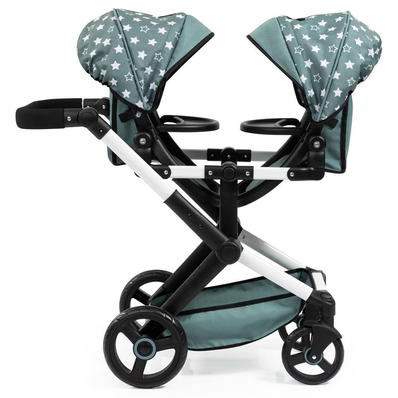 Bayer Design Dolls: Pram Xeo Twin W/ Shoulder Bag, Green & White Stars