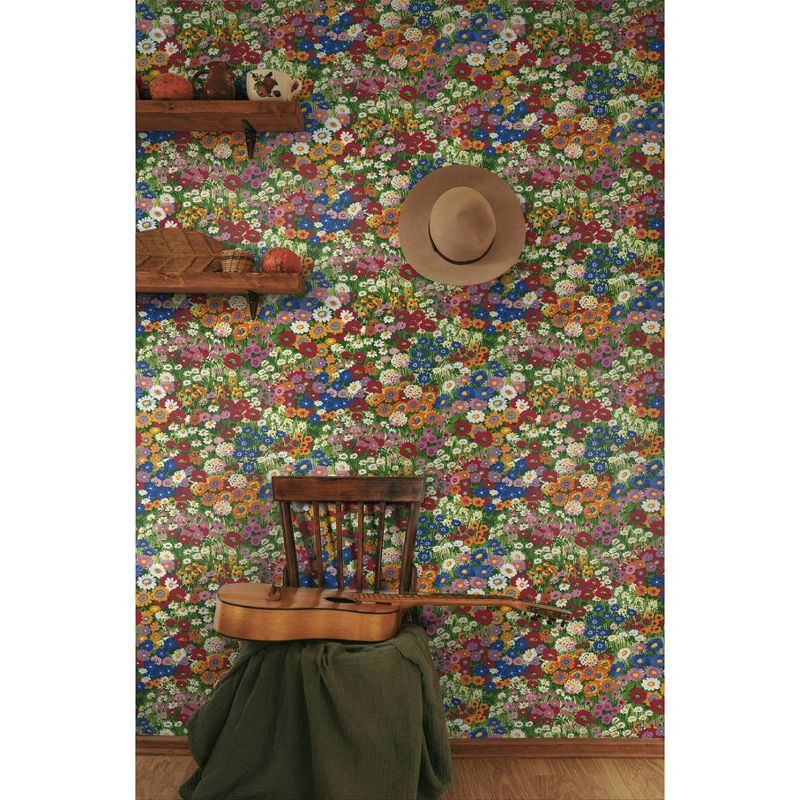 NextWall Floral Meadow Peel and Stick Wallpaper: Self-Adhesive Vinyl, Botanical Pattern, Smooth Finish, 30.75 Sq Ft Coverage