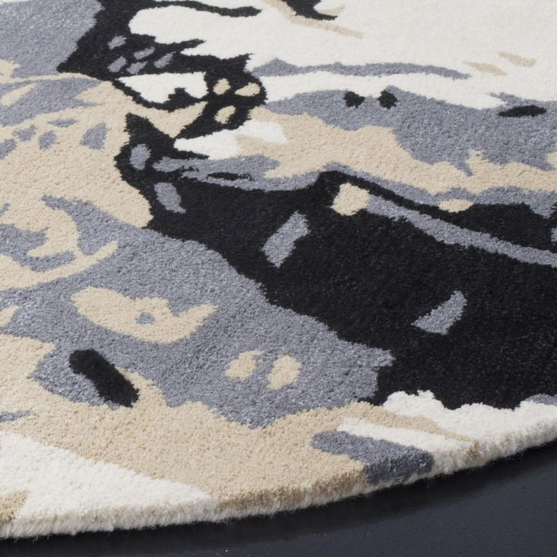 Bella BEL117 Hand Tufted Area Rug - Ivory/Grey - 5' Round - Safavieh.