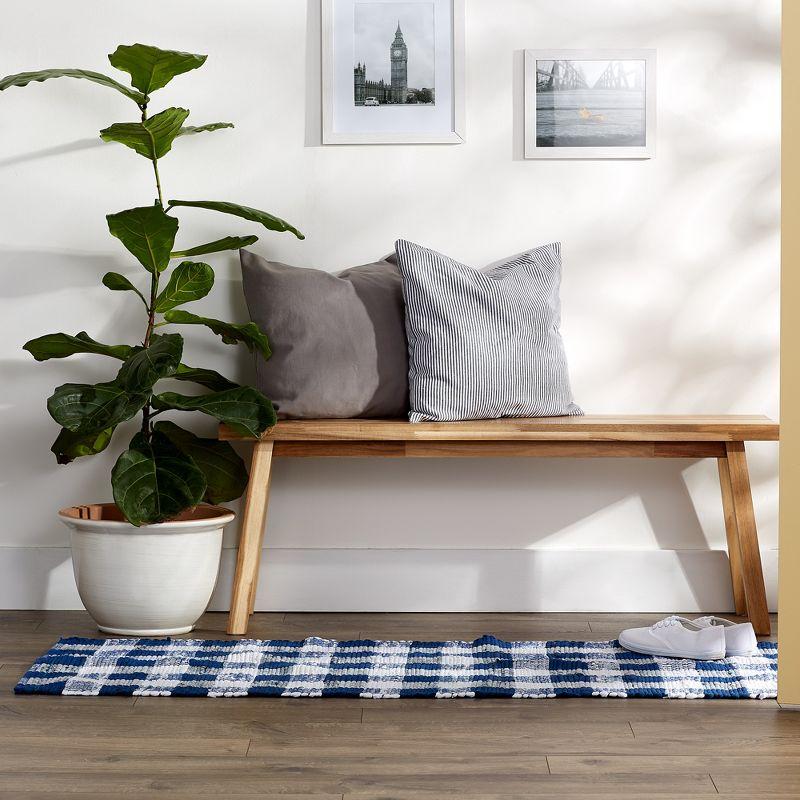 Design Imports Buffalo Check Chindi - Navy & White - 2 Ft 3 In X 6 Ft