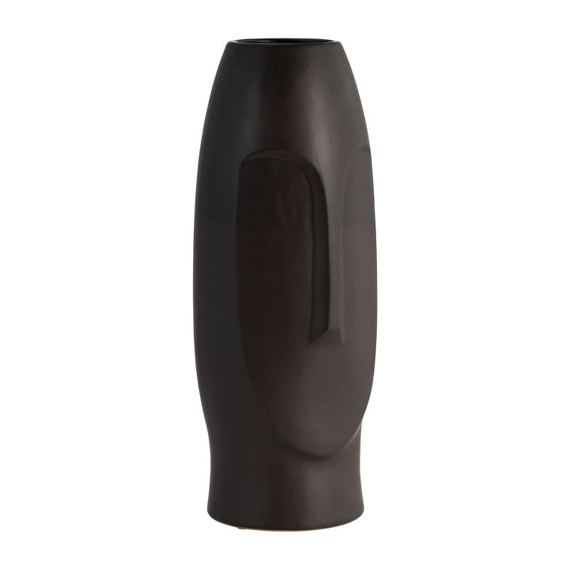 Sagebrook Home 14" Ceramic Face Vase - Ceramic Table Decor, Rustic Decorative Centerpiece For Home, Wedding, Office Decor - Black Vase Decor