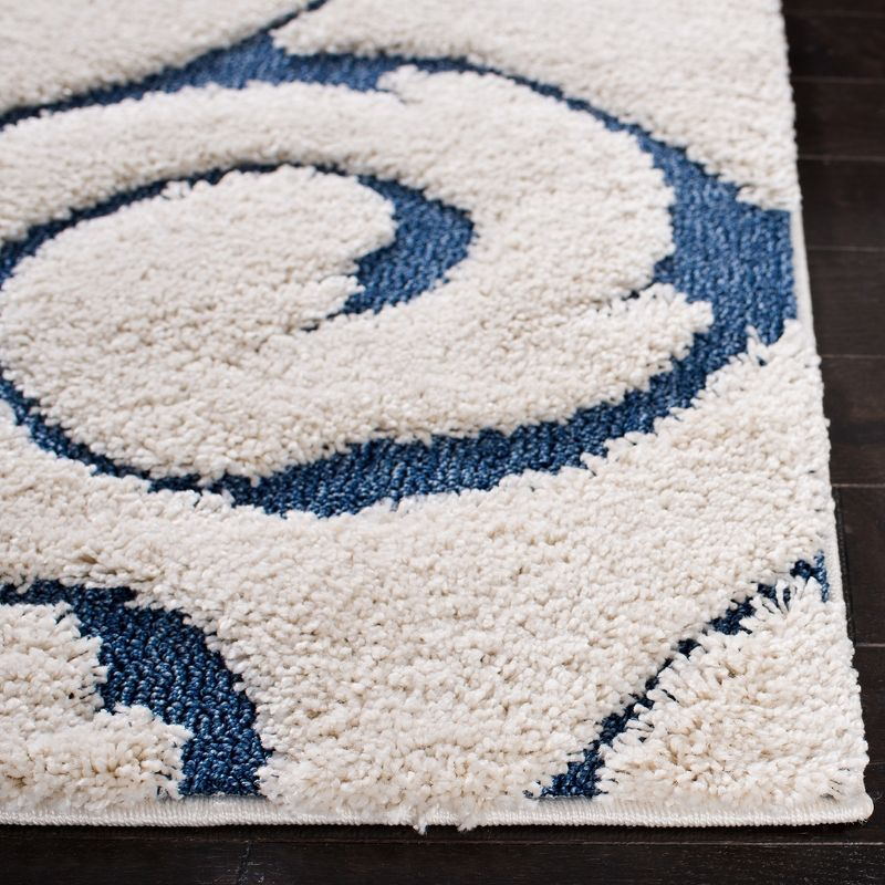 Florida Shag SG455 Power Loomed Indoor Area Rug - Cream/Blue - 9'6"x13' - Safavieh.