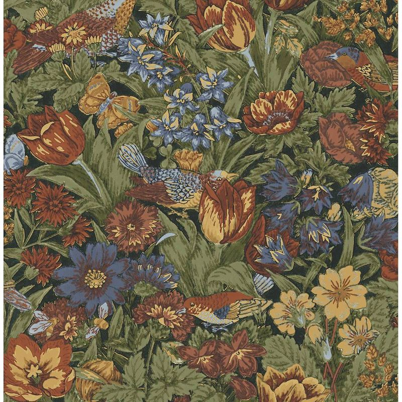 NextWall Russet and Riverside Bird Floral Peel and Stick Wallpaper