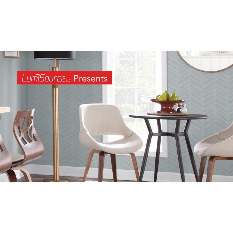 LumiSource Set of 2 Fabrizzi Barstools Walnut/Chrome/Gray: Mid-Century Modern Design, 29" Fixed Height, Swivel, Footrest