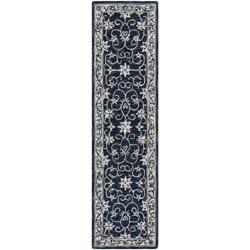 Jardin JAR601 Hand Tufted Runner Rug - Navy/Ivory - 2'3"x9' - Safavieh