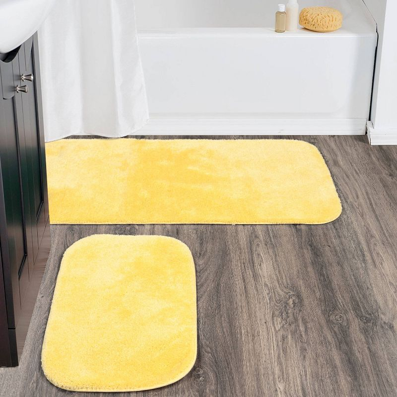 2pc Traditional Nylon Washable Bathroom Rug Set Yellow - Garland Rug