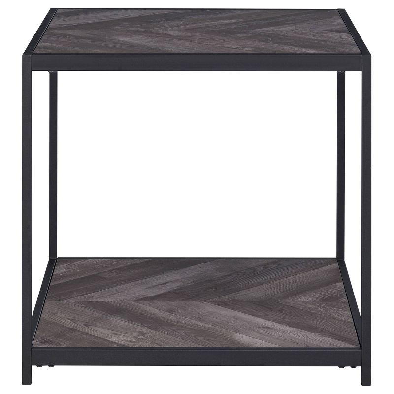 Beckley Wood End Table Gray Herringbone/Black - Coaster