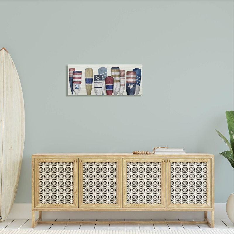 Stupell Industries Port Oars Vintage Americana Patterns Canvas Wall Art, 13 x 30