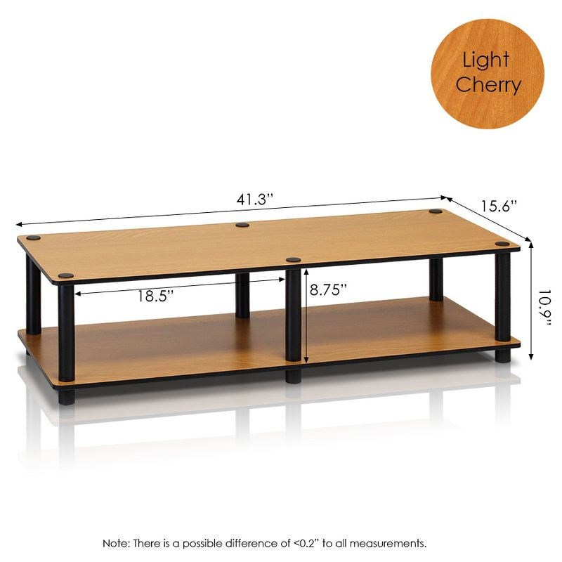 Furinno No Tools Wide TV Stand Media Entertainment Center for TVs up to 43" with Large Capacity Light Cherry Color Black Tube