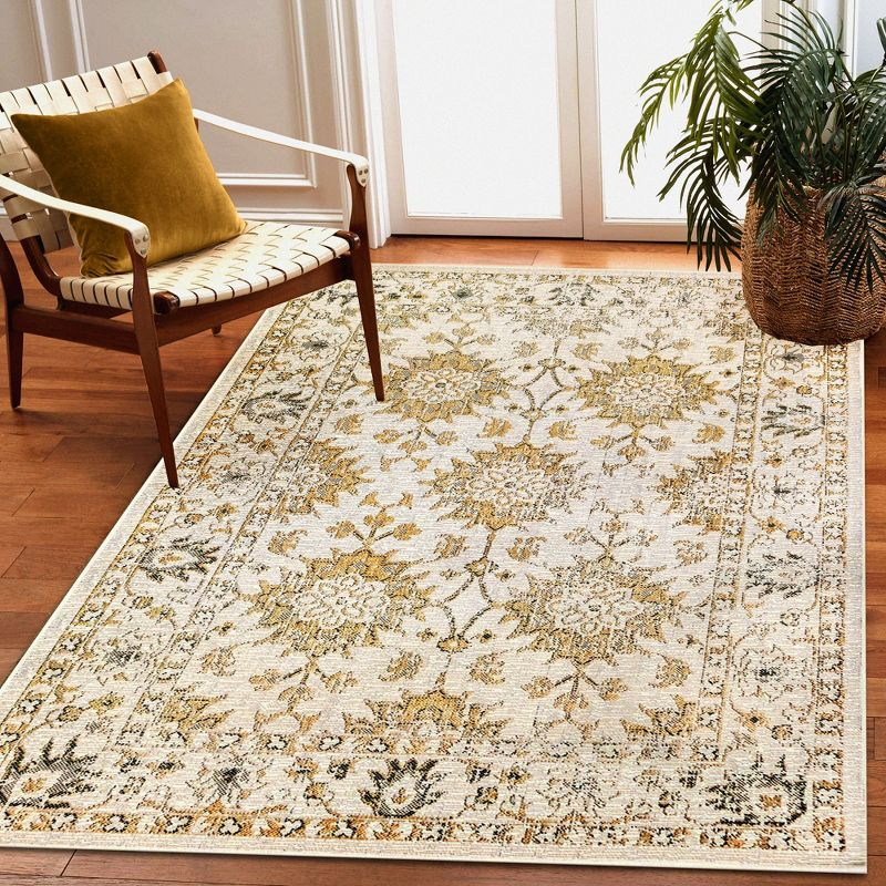 Liora Manne Carmel Vintage Floral Indoor/Outdoor Rug Sand 3'3" x 4'11"