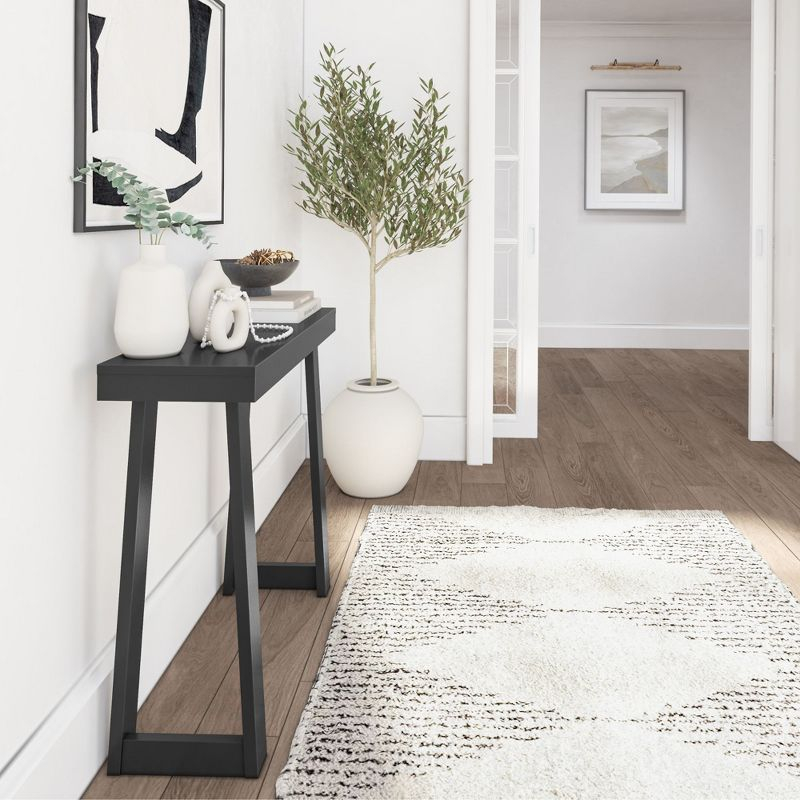 Plank+Beam 36” Solid Wood Console Table, Classic Farmhouse Style Sofa Table, Narrow Entryway Table for Hallway, Black