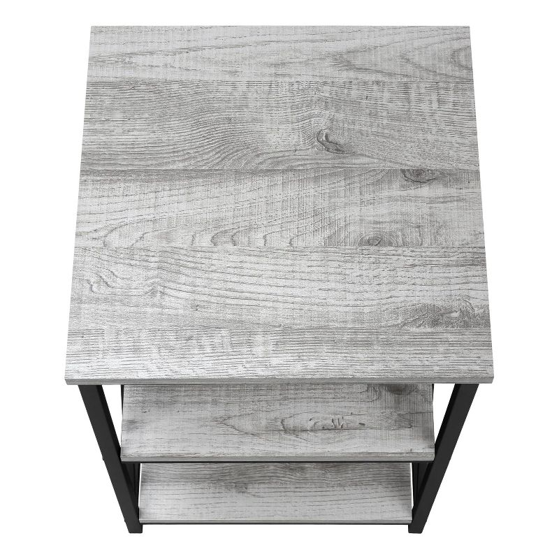 Monarch Specialties Accent Table Side End Nightstand Lamp Living Room Bedroom Metal Laminate Black Contemporary Modern