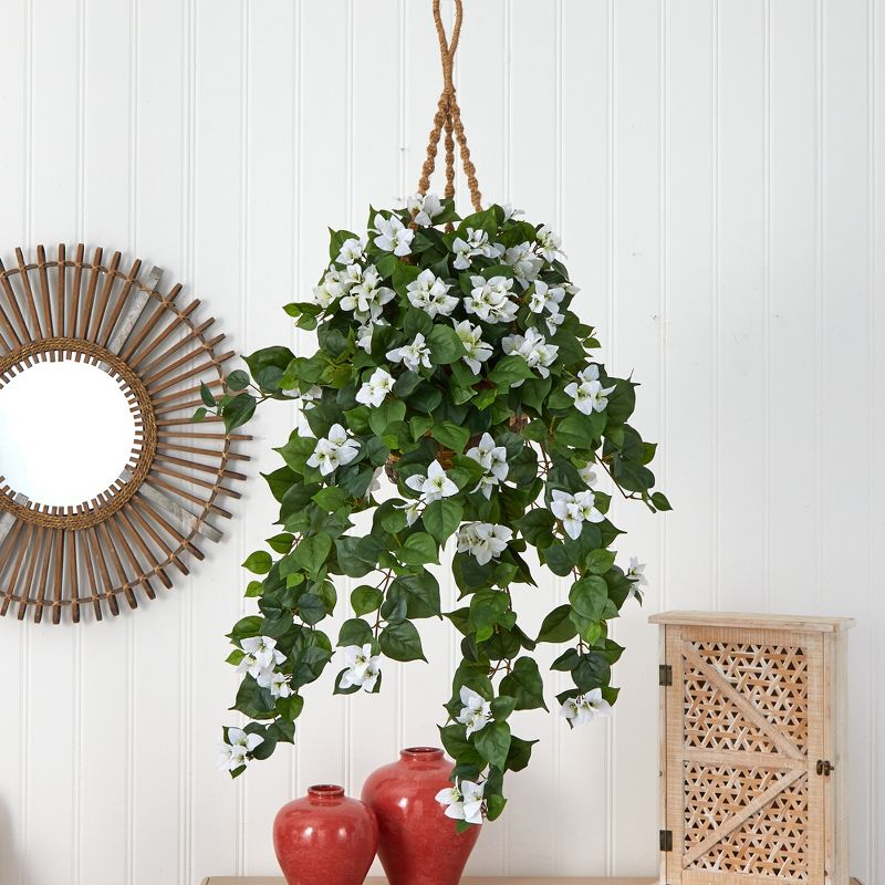 Nearly Natural Bougainvillea Hanging Basket