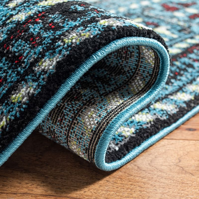 Vintage Hamadan VTH213 Power Loomed Area Rug - Light Blue/Black - 5'3"x5'3" - Safavieh.