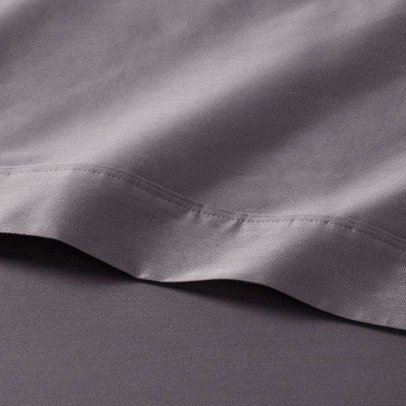 Twin 400 Thread Count Performance Flat Sheet Dark Gray - Threshold™: Cotton Sateen, Machine Washable, OEKO-TEX Certified