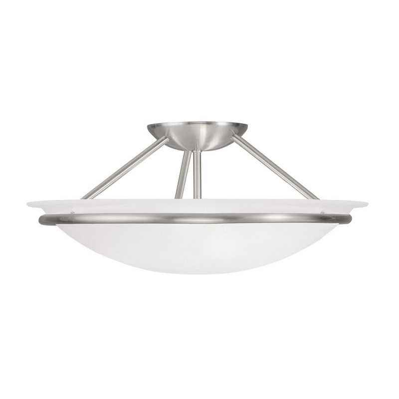 Livex Lighting Newburgh 3 - Light Semi-Flush Mount in  Brushed Nickel