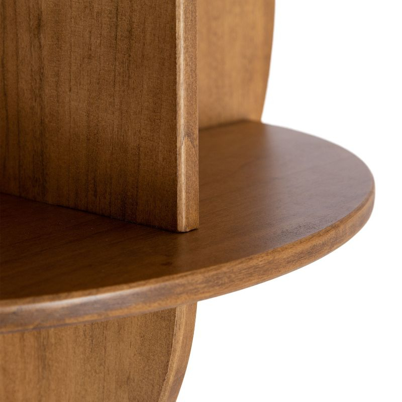 Kate and Laurel Jalla Half Circle Wood Floating Side Table, 18x14, Rustic Brown