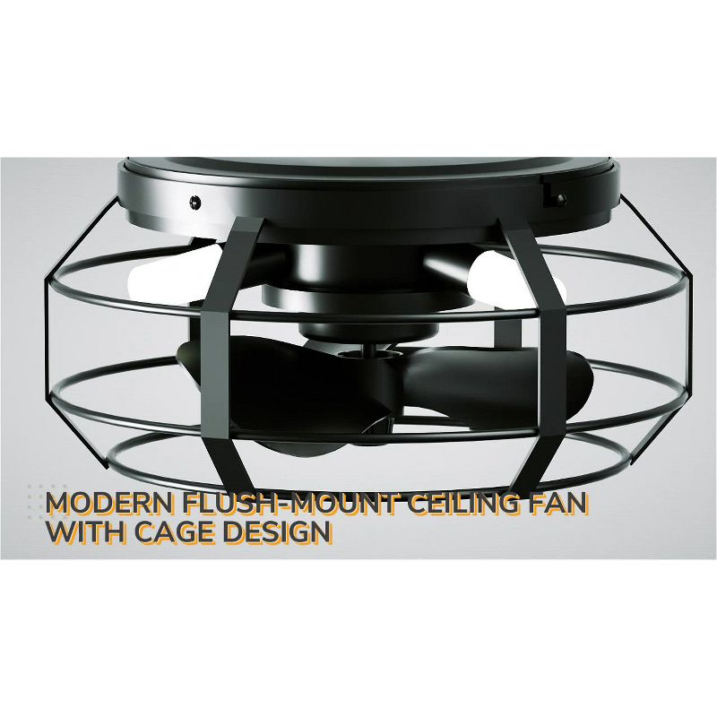 Parrot Uncle 12.2" Modern Black Bladeless Fan Flush Mount Ceiling Fan