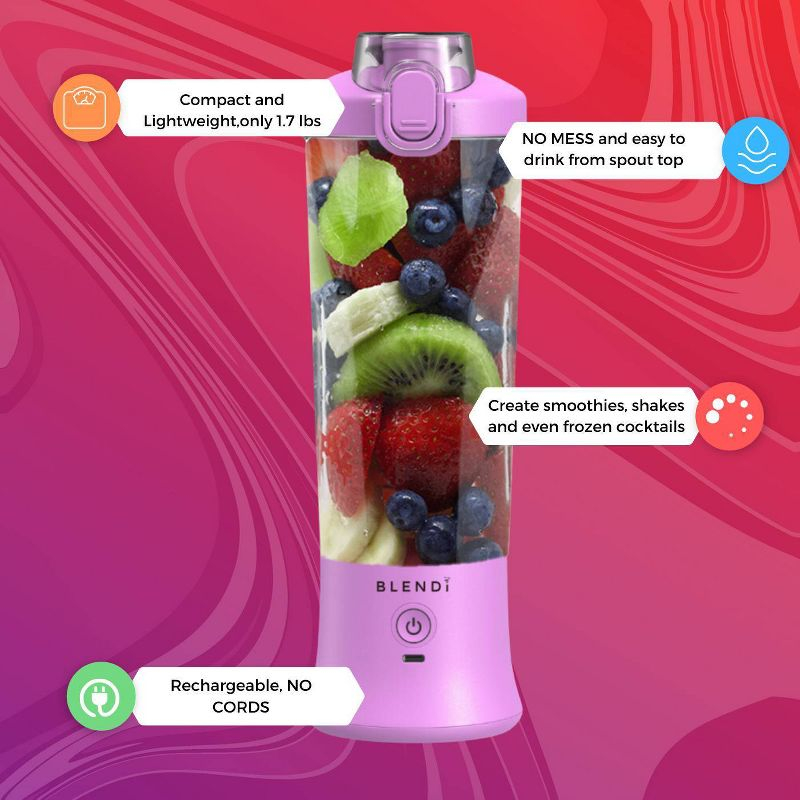 BLENDI X Portable Blender Purple: 24oz Personal Blender, 150W, 2 Speeds, Stainless Steel & Plastic, Hand Wash