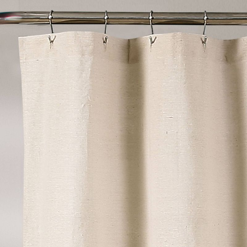 72"x72" Linen Button Shower Curtain Beige - Lush Décor: Cotton Blend, Machine Washable, Plain Weave Fabric