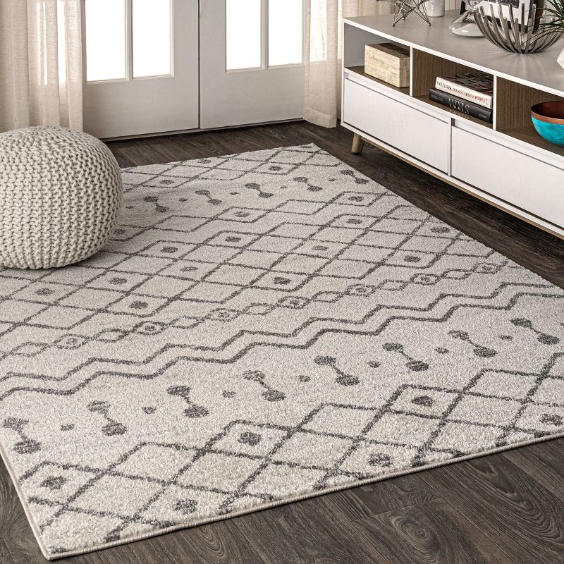 8'x10' Aksil Moroccan Beni Souk Area Rug, Cream/Gray - JONATHAN Y