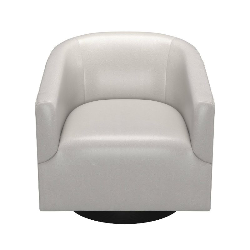 Comfort Pointe Gaven Wood Base Swivel Accent Chair Dove Gray: Faux Leather Upholstery, Foam-Filled, No Assembly Required