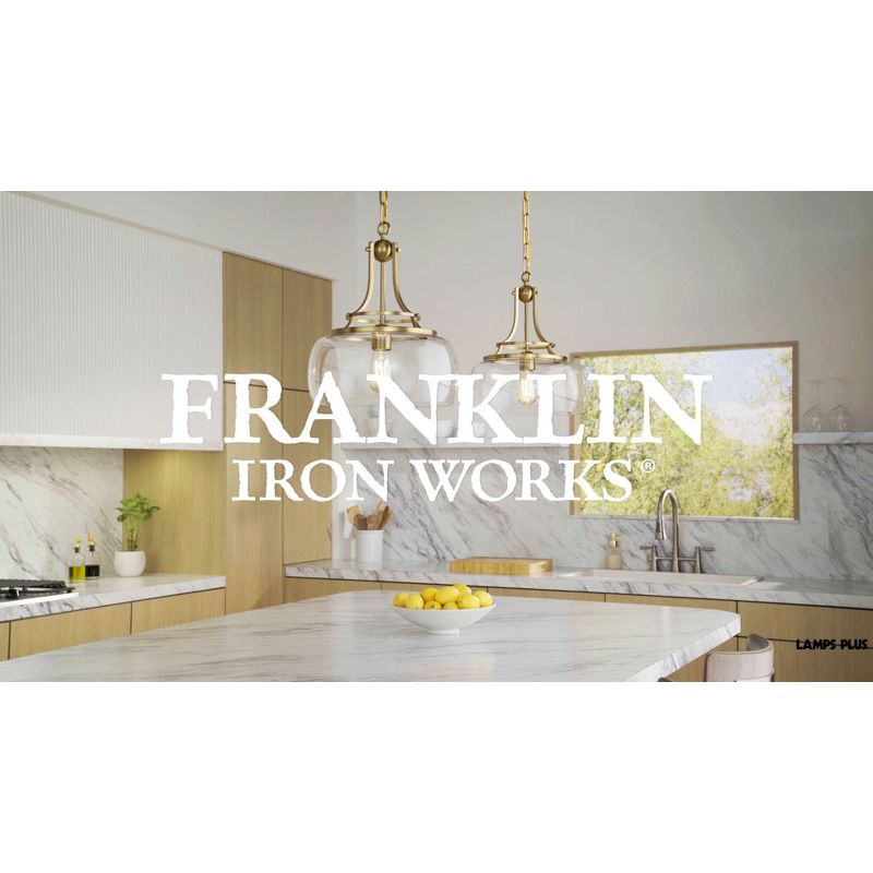 Franklin Iron Works Charleston Brass Pendant Lighting 13 1/2" Wide Modern LED Clear Glass Shade for Dining Room House Foyer Kitchen Island Entryway