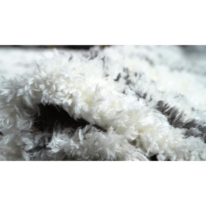 2'x8' Beni Moroccan Style Diamond Shag Area Rug, Ivory/Dark Gray - JONATHAN Y