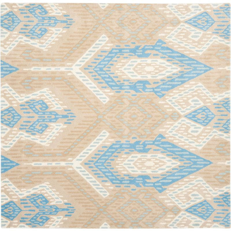 Wyndham WYD373 Hand Tufted Area Rug - Blue/Ivory - 7'x7' - Safavieh.