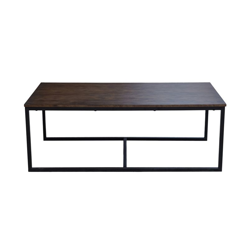 54" Wide Arcadia Acacia Wood Coffee Table Antiqued Mocha - Alaterre Furniture: Industrial, Trestle Base, Stained Wood