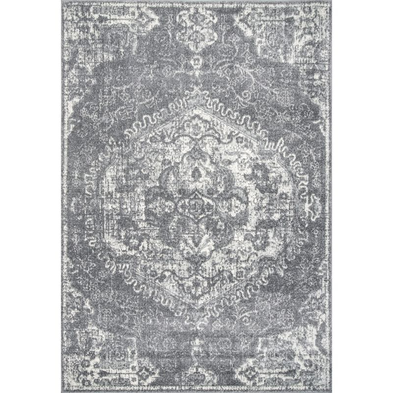 Nuloom Maranda Oriental/Persian 5x7 Indoor Area Rug for Living Room Bedroom Dining Room Kitchen, Dark Grey/Ivory