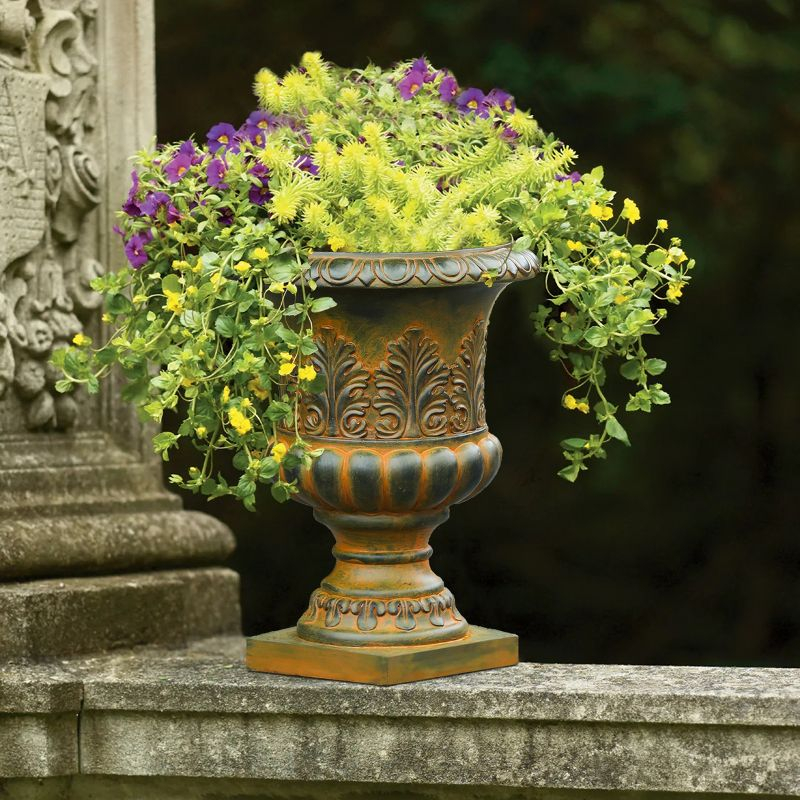 LuxenHome Weathered Brown Decorative MgO Urn Planter