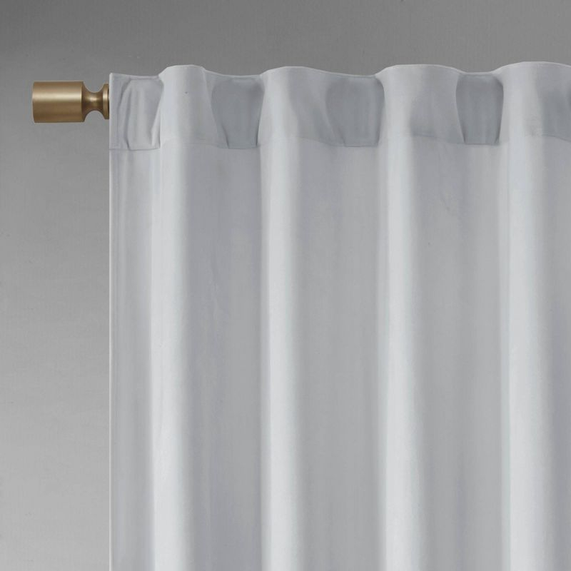 Set of 2 (95"x37") Bryce Poly Velvet Room Darkening Curtain Panels Light Gray: Modern Living Room Velvet Curtains