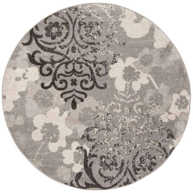 Adirondack ADR114 Machine Made Indoor Area Rug - Silver/Ivory - 8' Round - Safavieh