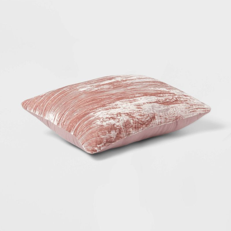 14"x20" Luxe Velvet Oblong Decorative Pillow Mauve - Threshold™: Indoor Polyester Fiber Filled, Knife Edge Design