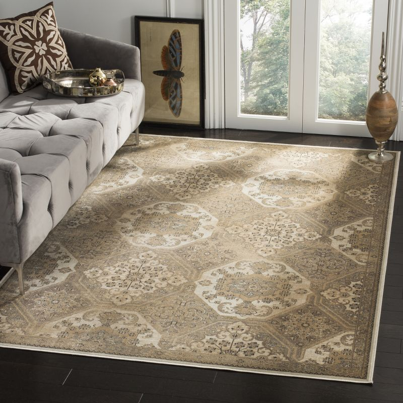 Vintage VTG128 Power Loomed Indoor Skid-Resistant Area Rug - Beige/Cream - 5'3"x7'6" - Safavieh