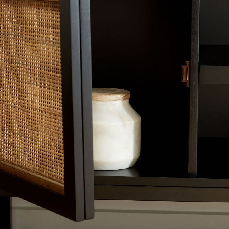 Zadie 2 Shelf Rattan Media Stand - MED5009 - Black/Natural - Safavieh