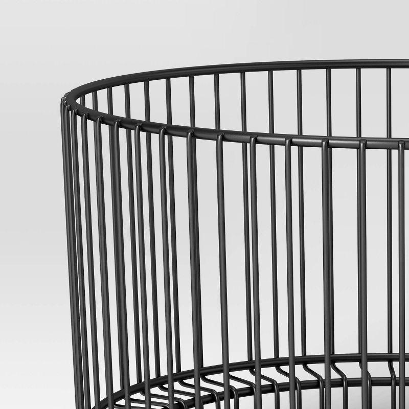 18" x 11" Metal Wire Basket with Black Finish - Threshold™: Modern Iron Storage, Round Shape