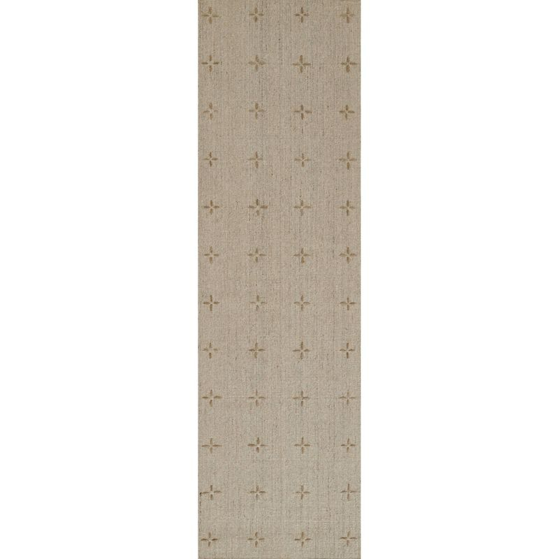 Momeni 2'3"x8' Oliver Cross Handloomed Runner Rug Natural: Geometric Wool & Polyester, Low Pile, Indoor Use