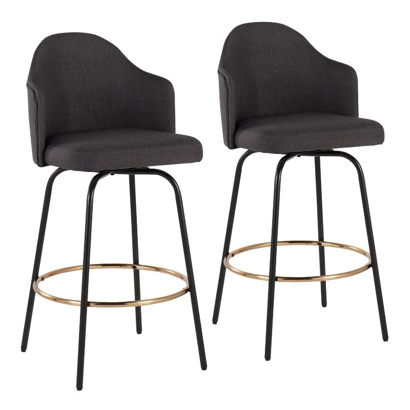 Set of 2 Ahoy Counter Height Barstools with Swivel Seat, Metal Frame - LumiSource: Upholstered, Fixed Height