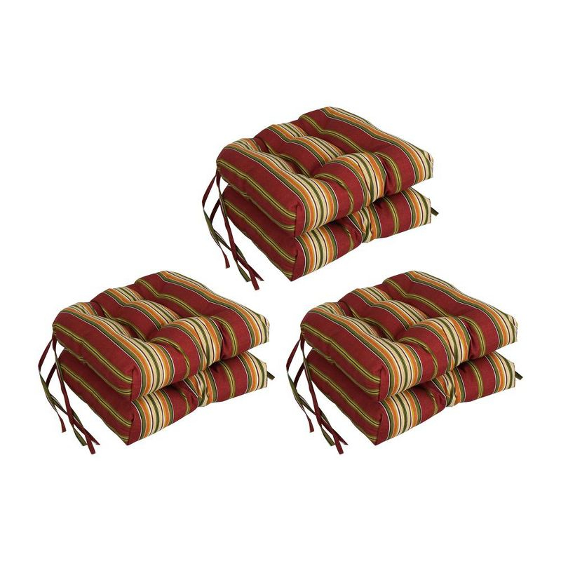 Blazing Needles, 16-inch Spun Polyester Patterned Outdoor U-shaped Tufted Chair Cushions (Set of 6)